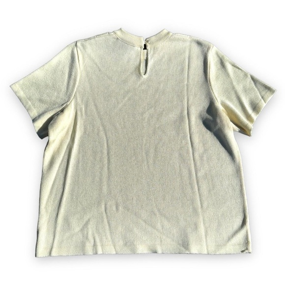 Vintage Mita Pastel Yellow Top Short Sleeve Windowpane Sweater Women’s Size XL - Picture 2 of 11